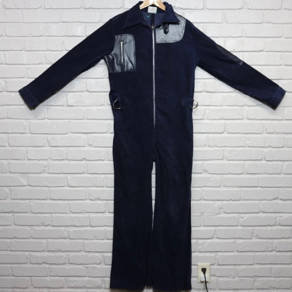 Vintage Paris Blues Corduroy Jumpsuit